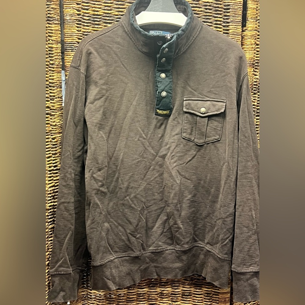 Ralph Lauren Brown Sweatshirt with Black Accents,‎ Size: XLarge